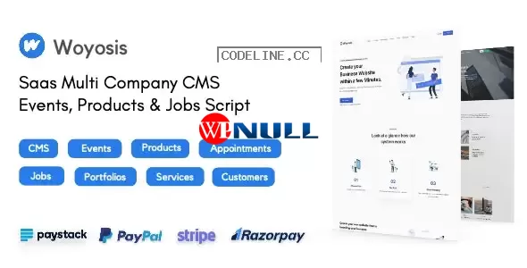 Woyosis v1.0 – Saas Multi Company CMS – Events – Products & Jobs Script
